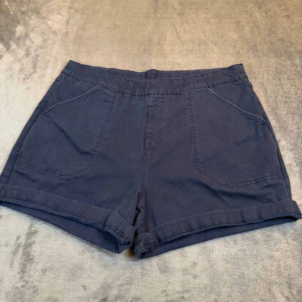 Nautica Jeans Chino Shorts Womens Extra Large Navy‎ Blue Elastic Waist Stretch